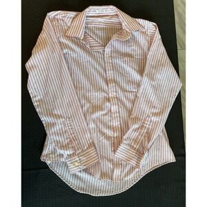 VTG Gentry Men's Size 16 34/35 Pink Striped Long Sleeve Button Up Dress Shirt